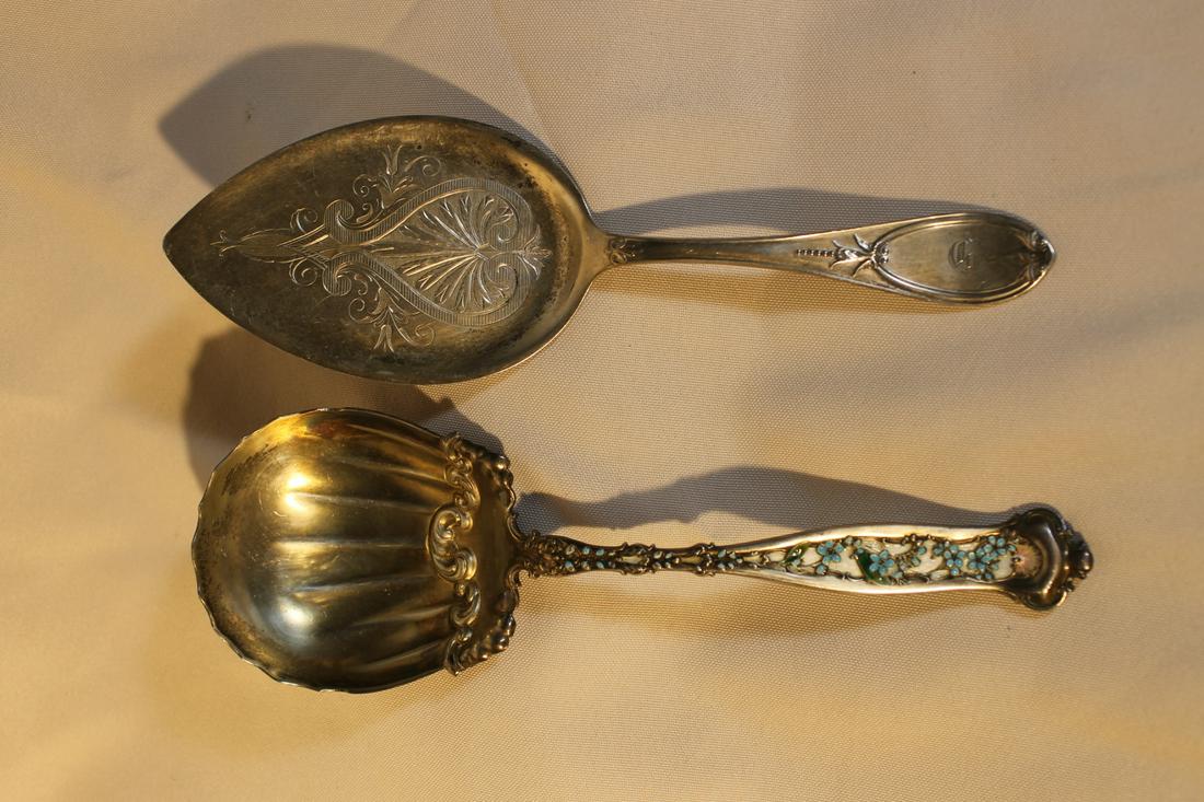 1. Towle spoon with enamel decoration 8 5/8" long (1 of 5)