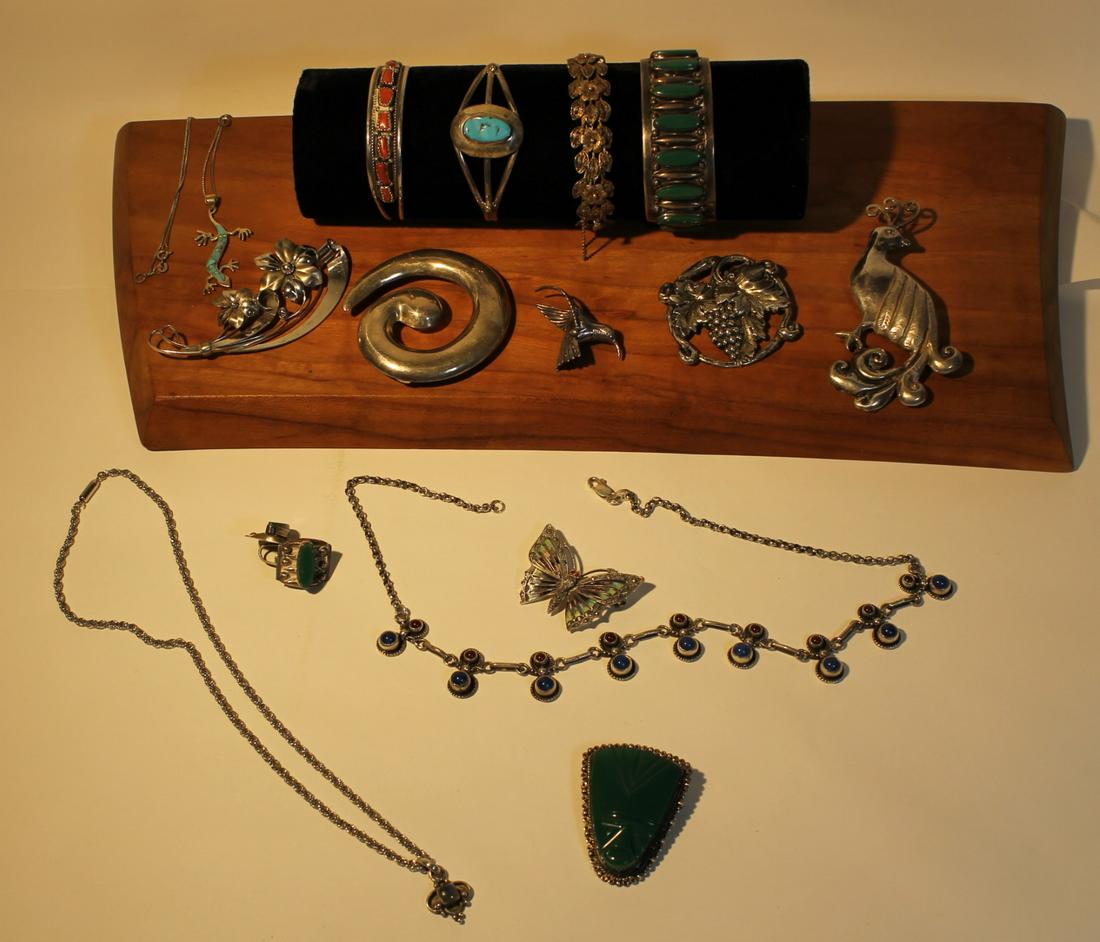 Lot of sterling jewelry including 3 sterling bracelets, (1 of 4)