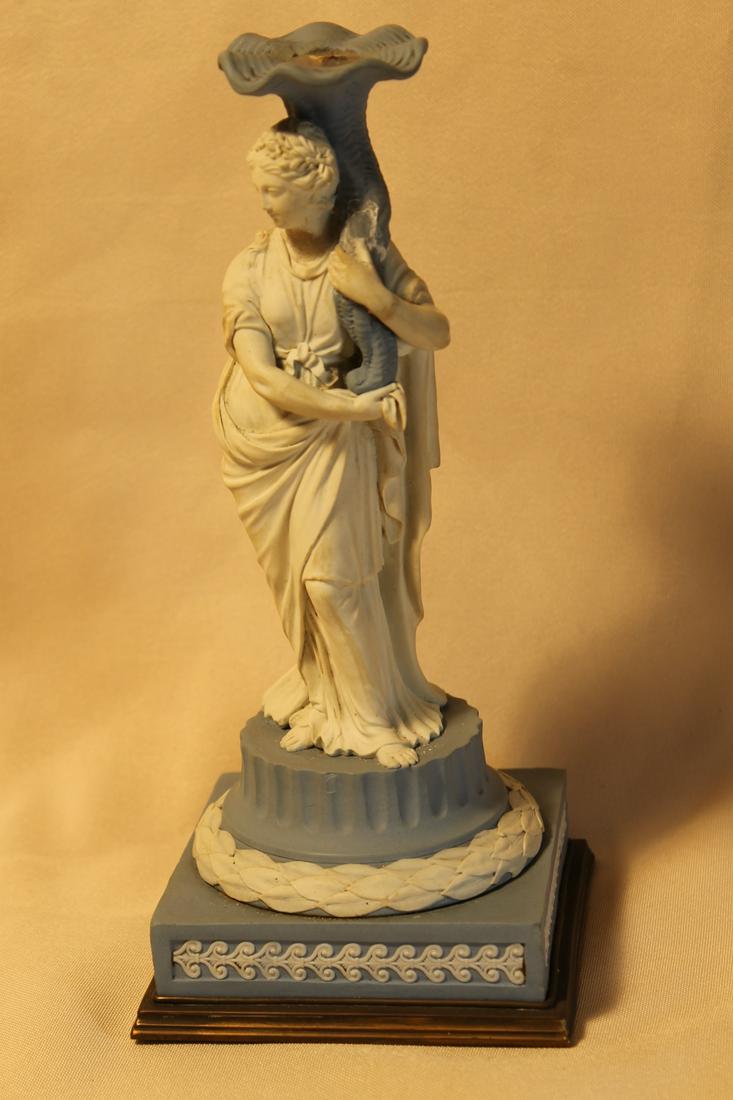 Wedgwood, blue jasperware figural candlestick, wired (1 of 10)