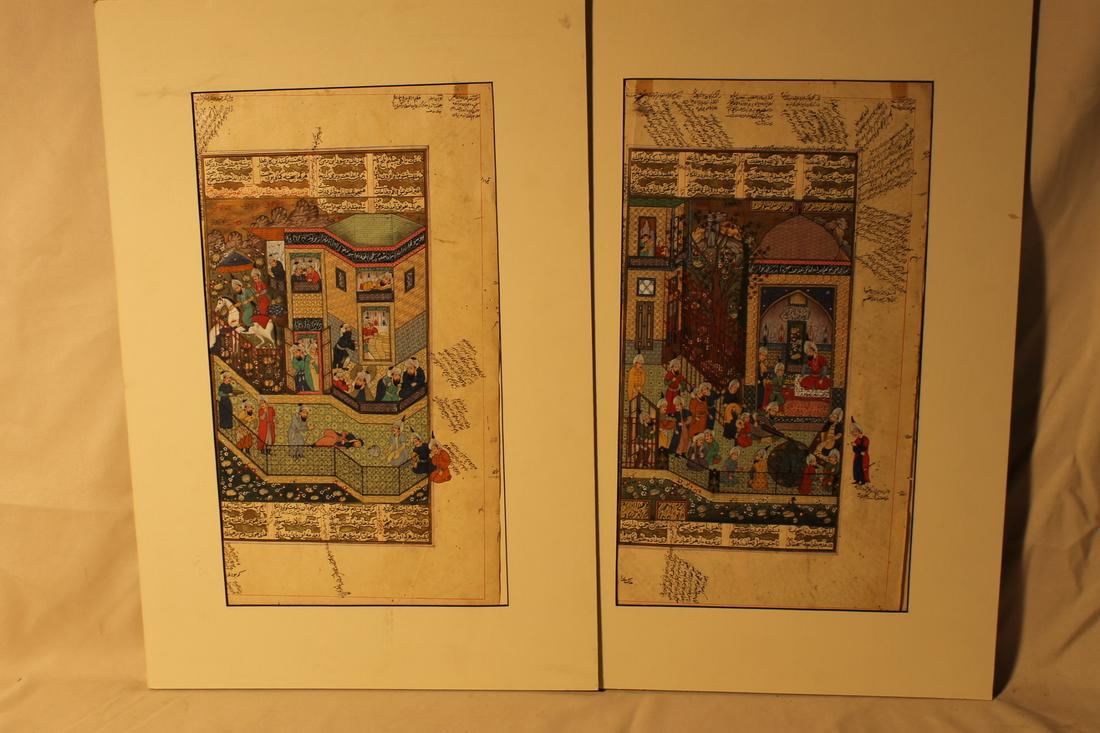 Lot of two manuscript pages, watercolor and ink, sheet (1 of 3)