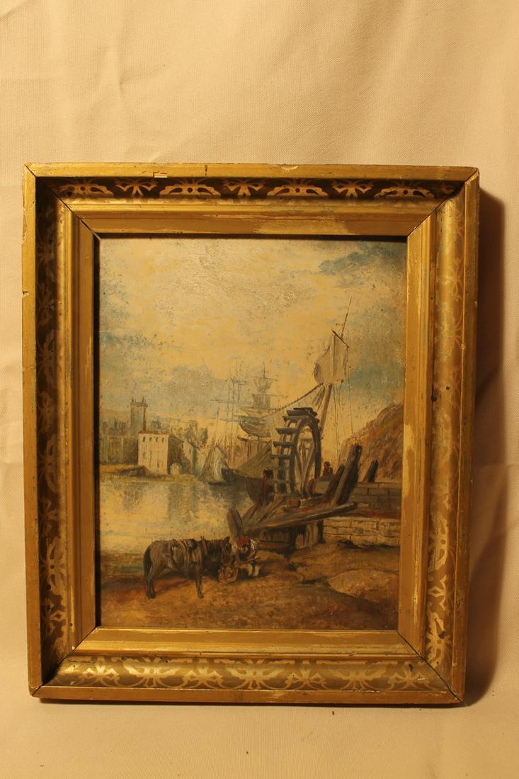 gouache painting, late 19th early 20th century port (1 of 4)