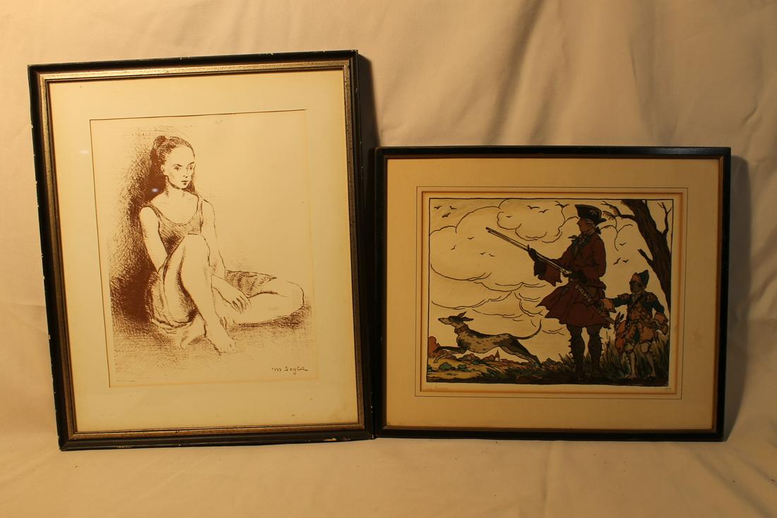 1. Moses Soyer Lithograph "Ballet Dancer" framed size (1 of 7)