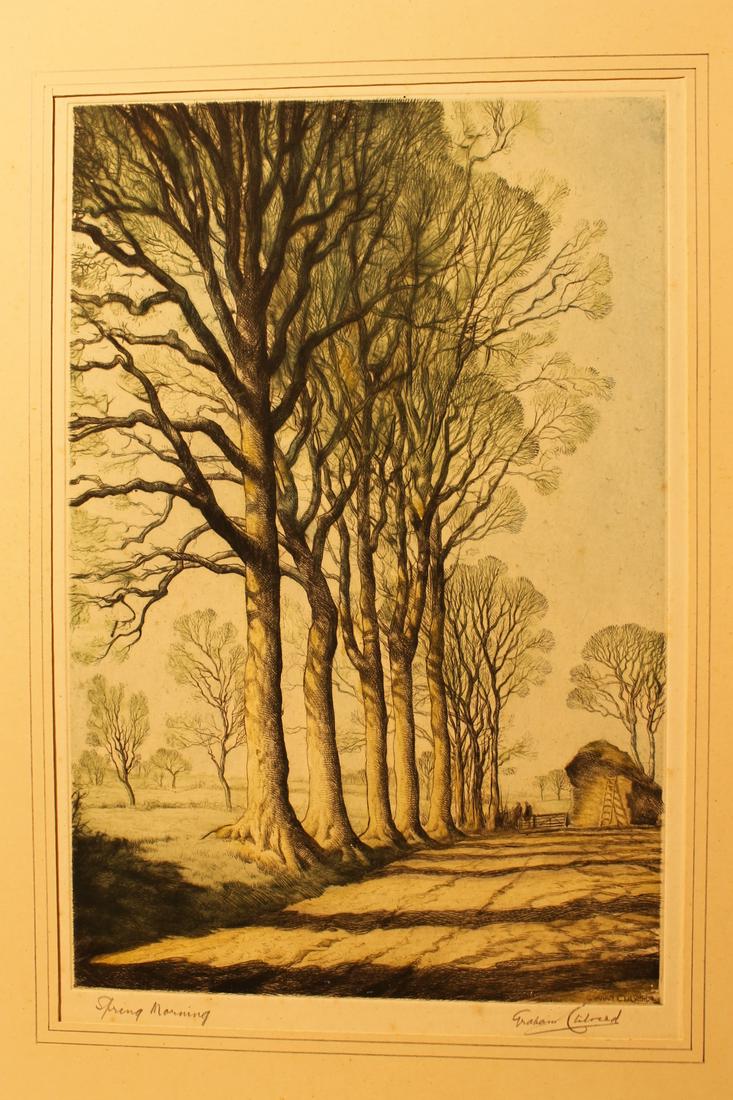 20th century colored etching titled "Spring Morning" (1 of 3)