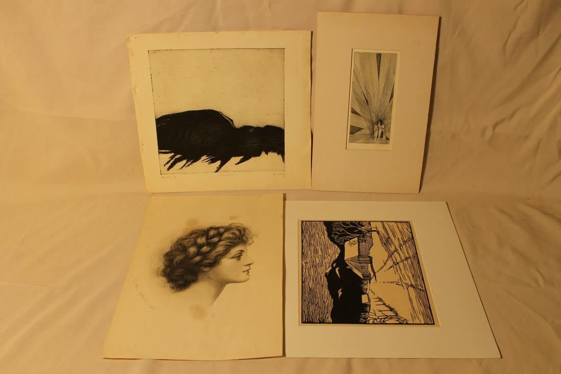 1. Modernist etching AP slr K. Thomssen, sight 3 1/2" x (1 of 5)