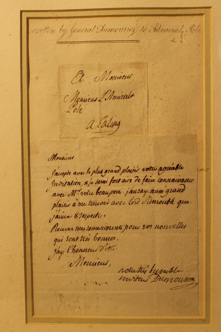 Framed note written by General Charles Francois (1 of 4)