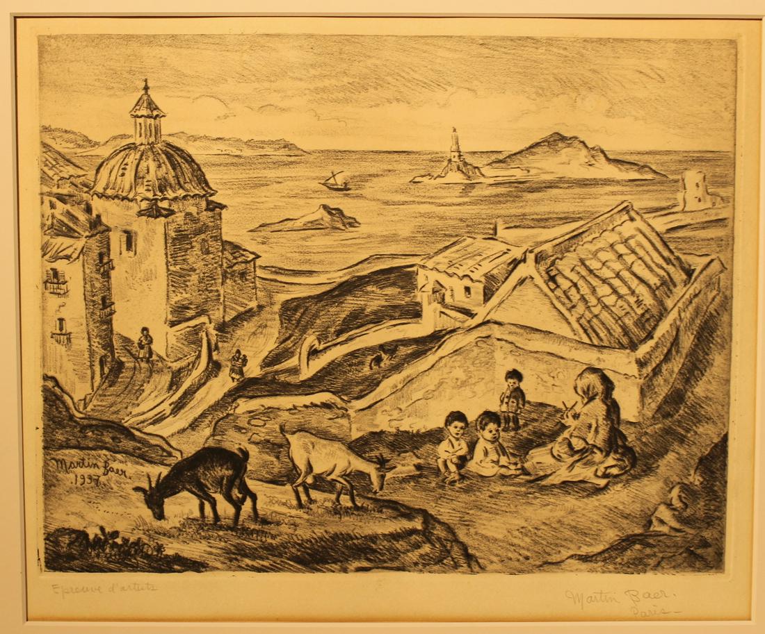 Martin Baer etching pencil titled lower left "Eprreuve (1 of 6)