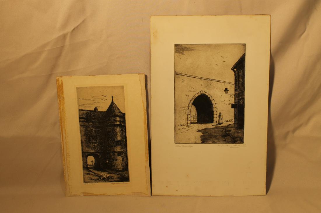 Lot of 2 etchings by Margaret Bruce Stark, both signed (1 of 7)