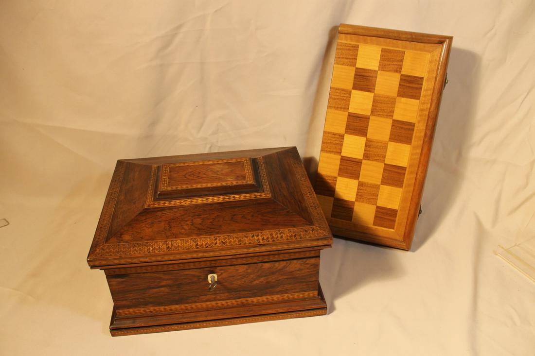 Large size inlaid sewing box with fitted interior, size (1 of 8)