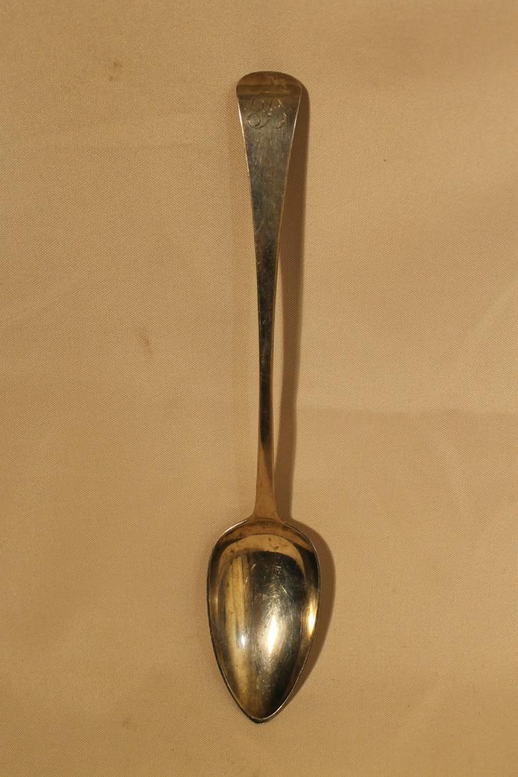 Long silver stuffing spoon, hallmarked, Maker mark I.L. (1 of 6)