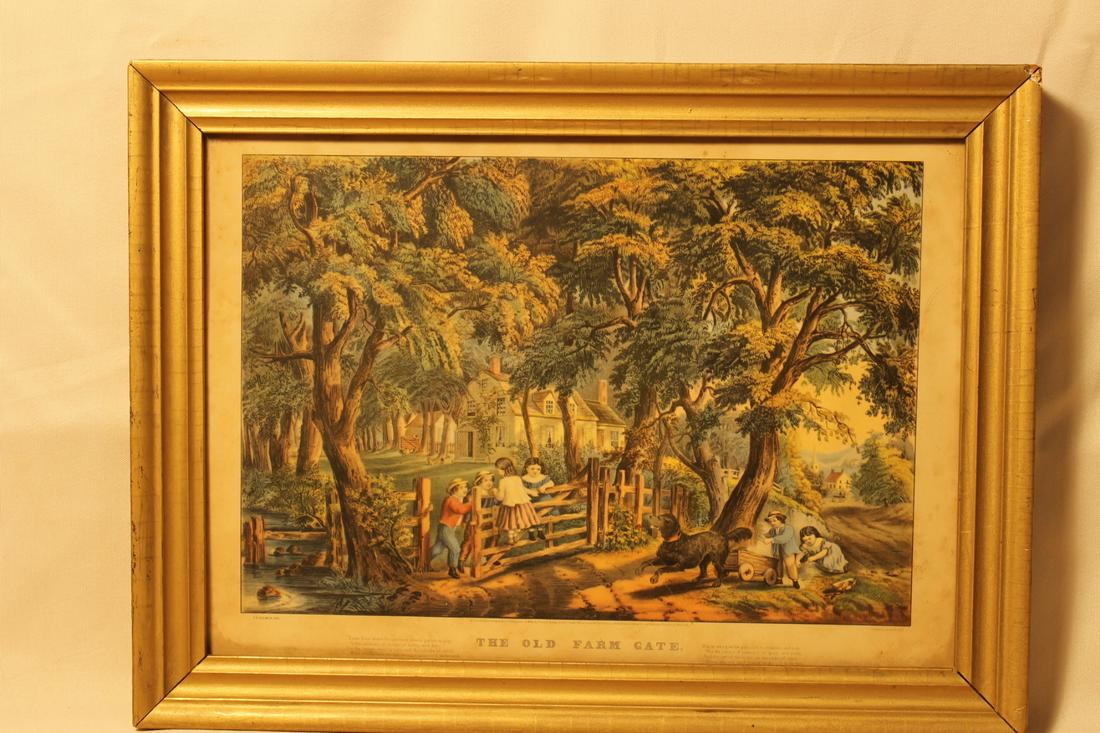 1864 Currier & Ives hand colored litho titled "The Old (1 of 1)