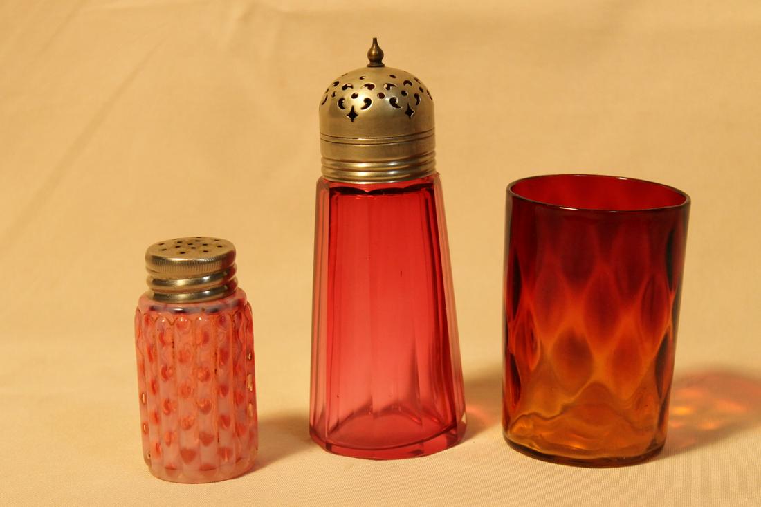 1. Salt Shaker 3 1/4" 2. Fire glow water glass3. (1 of 5)