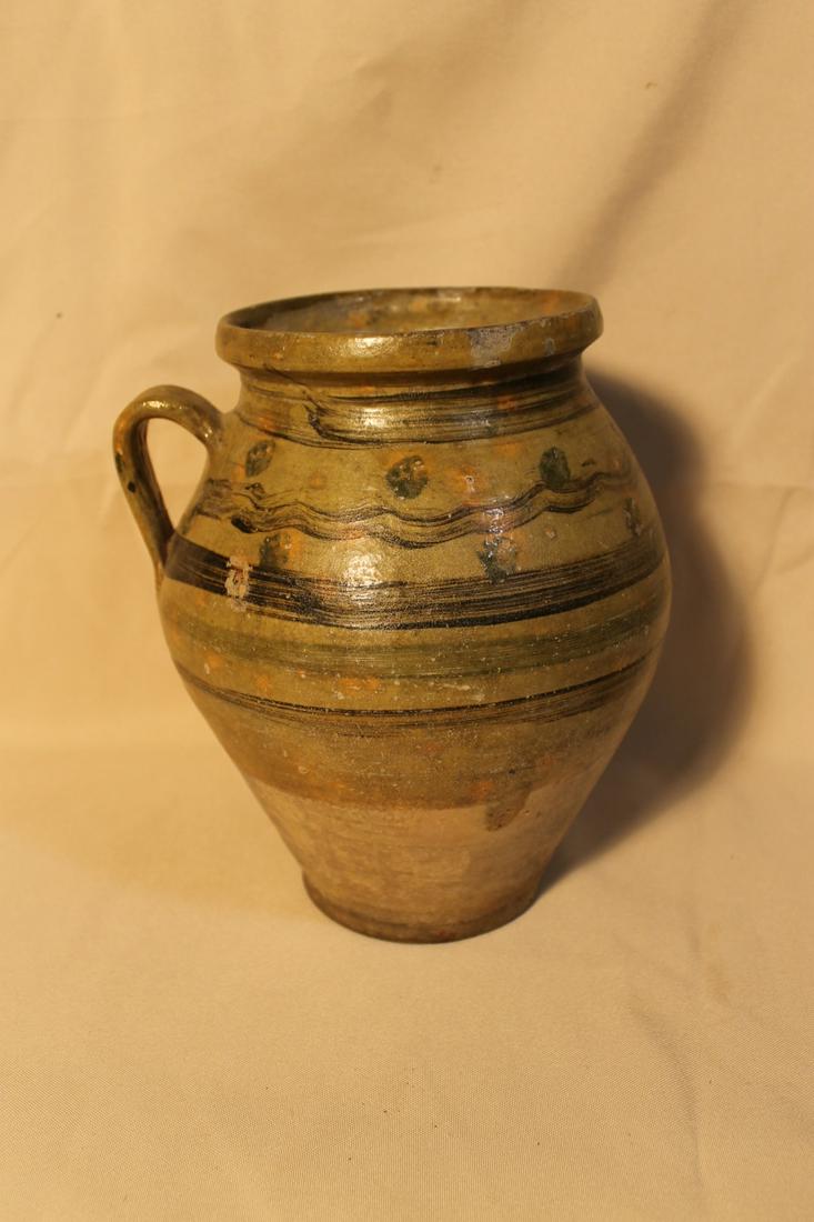 Single handled pottery crock with brush stroke (1 of 2)