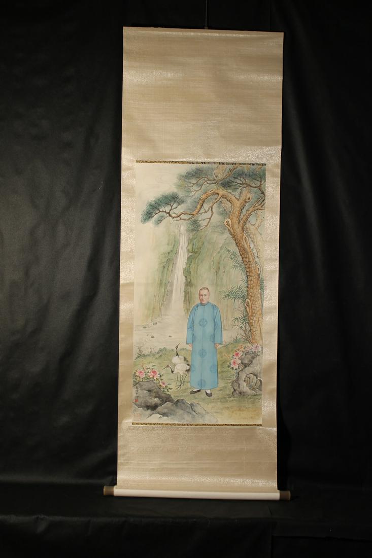 Long Chinese scroll hand painted by Professor Lai Ping (1 of 6)