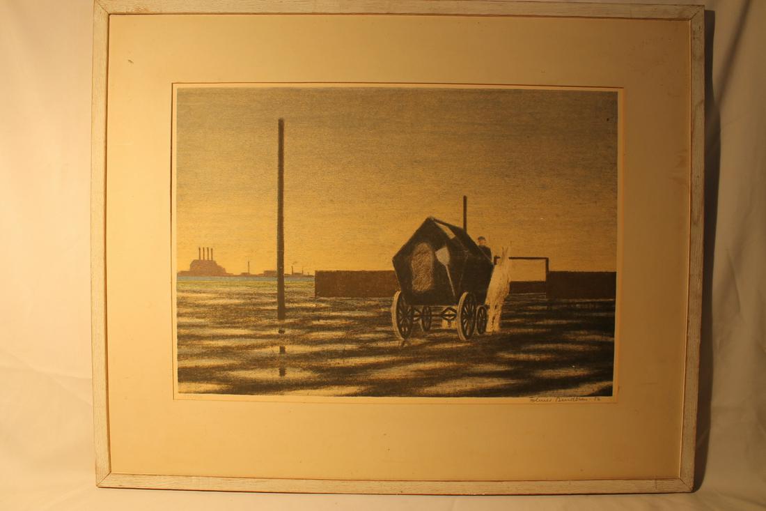Industrial scene print, signed lower right, Folmer (1 of 5)
