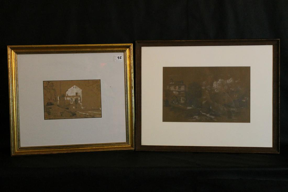 2 Signed Pencil Sketches & White Pigment, 1868 (1 of 7)