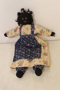 Black Folk Art Doll: Black Folk Art Doll 14" long black folk art doll sewn eyes and mouth