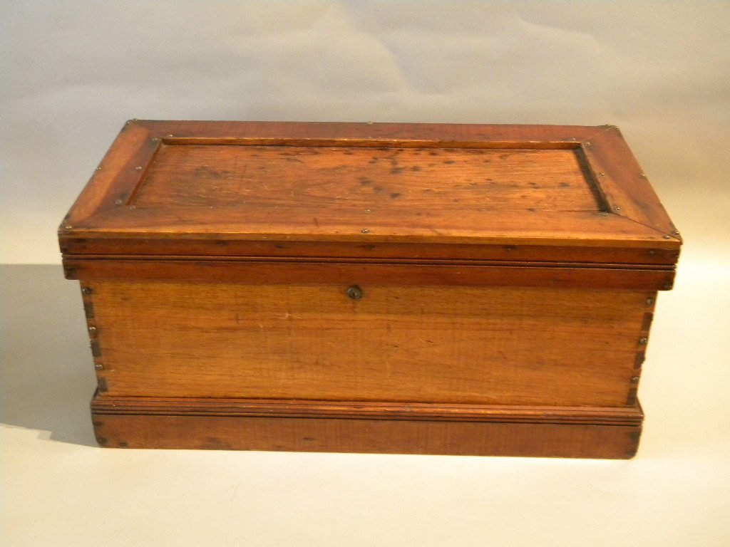 Small Wooden Tool Chest: Refinished wooden tool chest 25" long by 11 1/2" tall and 11 1/2" wide