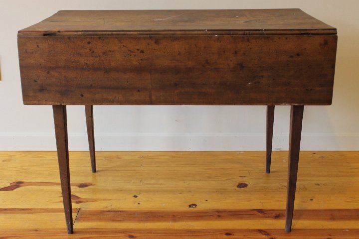 55. Hepplewhite Drop Leaf Table: Hepplewhite drop leaf measures 35 3/4" long by 26 3/4" tall with 8" leaves