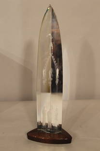 Steuben Table Sculpture, Religious: Steuben Sculpture, 16"tall by 3" wide, religious motiff