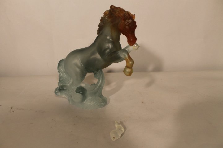 Daum France, Crystal Horse: Rearing horse, signed Daum France