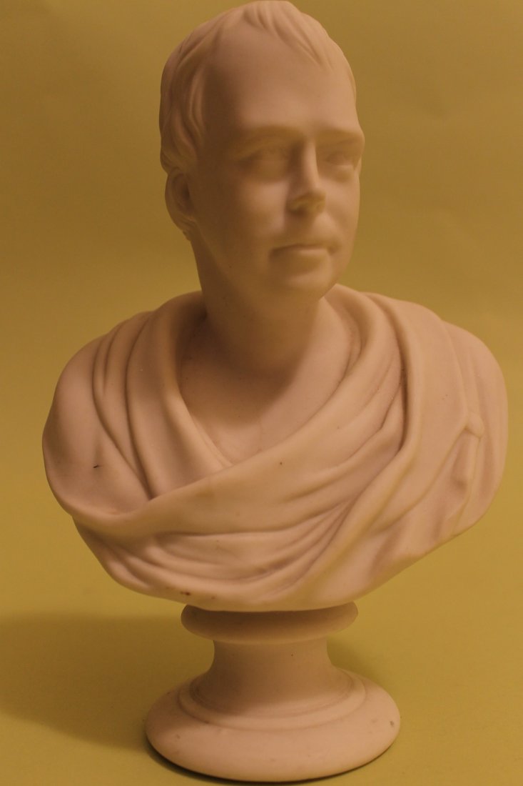 Parian Porcelain Bust: Sir Walter Scott bust, parian ware, 9" tall, incised mark, J & TB