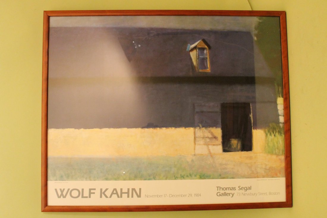 Wolf Kahn Poster, 1987: Titled "Barn in half light" limited # to 381. Sight size is 20 1/2" x 29 1/2" and is framed