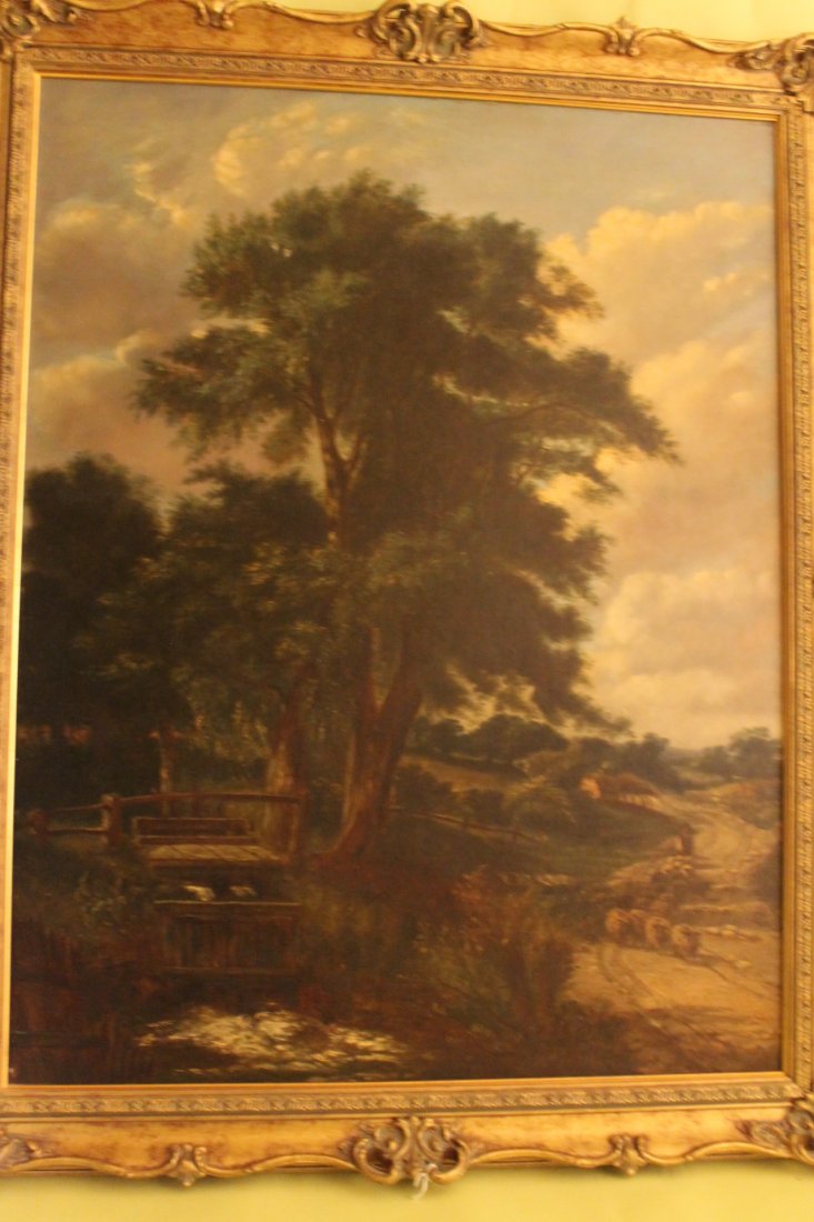 Thomas Creswick, British 1811-1869: Oil on canvas by Thomas Creswick, [British 1811-1869]SLR landscape, painting size is 36 x 281/4", and is framed. Has an R.& W. Clarke label on the back stretcher. Oil is on canvas laid down on canvas