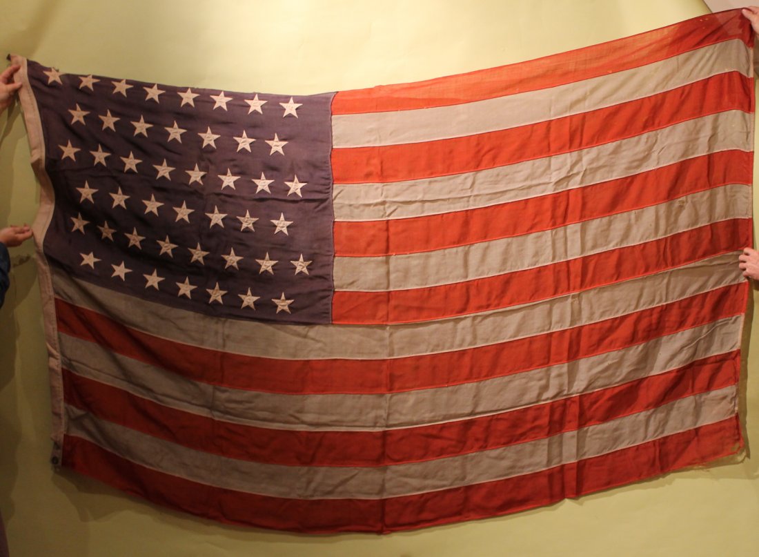 45, 48, 50 Star Flag of USA: 45 Star size is 5'x8', 48 & 50 star, both 4' x 6' individually sewn stripes and stars, from the Humphrey Bancroft Neill estate out of Saxton's River VT. Author of "The Art of Contrary Living" also kno