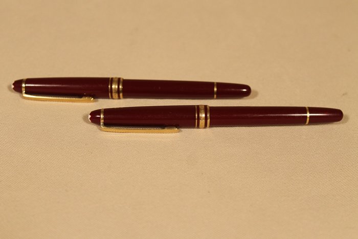 2 Montblanc Meisterstuck Classic Roller Ball Pens: White tipped classic Montblanc roller ball pens