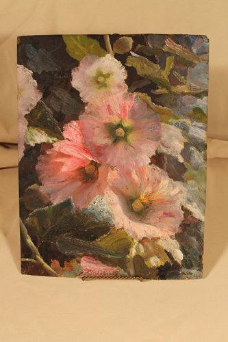 Alfredo Helsby [Chilean, 1862-1933] oil: Floral oil by Alfredo Helsby, [Chilean 1862-1933] floral oil on paper, signed lower right and center, unframed size is 13 7/8" x 10 3/4"
