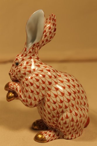 Herend Porcelain Rabbit, #15307/VH: Hand painted Herend rabbit, #15307/VH, D94 6" tall, and 4 1/4" at the widest point