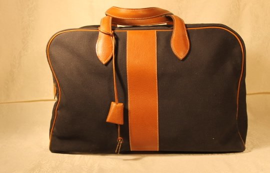 Hermes Weekender Linen and Natural Leather Bag (1 of 8)