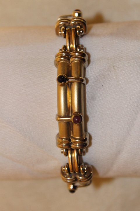 14kt Gold Bracelet  w/8 Inset Polished Stones (1 of 2)