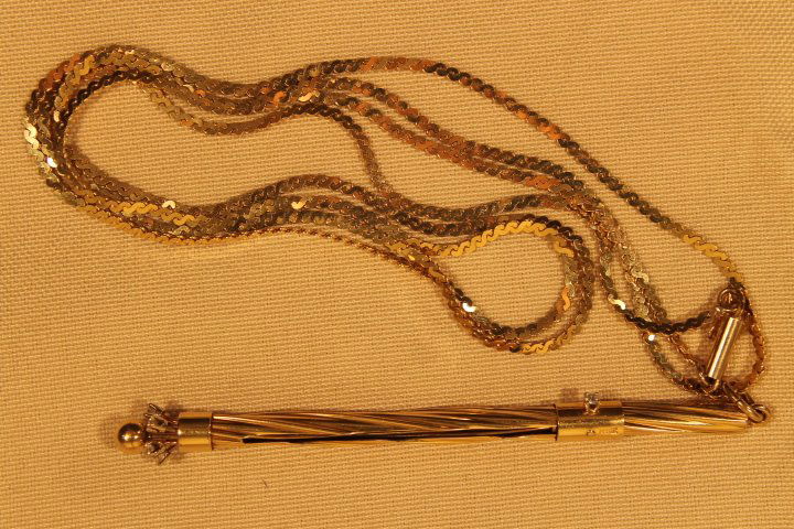 Cartier 14kt Gold Champagne Swizzle Stick on Chain (1 of 1)