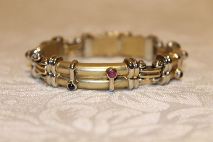 14kt Gold Bracelet Inset w/ 8 Polished Stones (1 of 1)