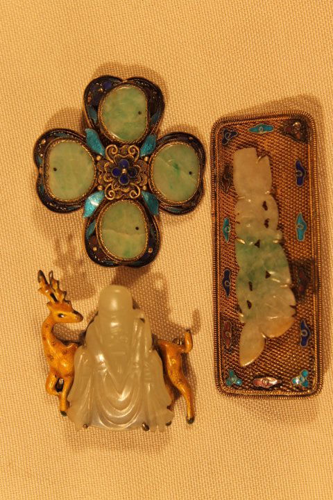 Three Chinese Gold Plate Over Silver Brooch Pins (1 of 1)