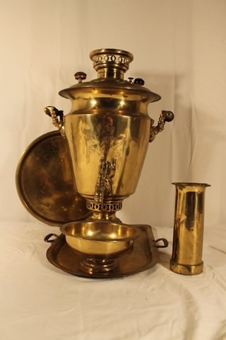 Russian Samovar with Undertray, Signed (1 of 4)
