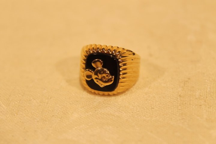 Disney 14KT Gold Ring of Mickey Mouse over Black (1 of 3)