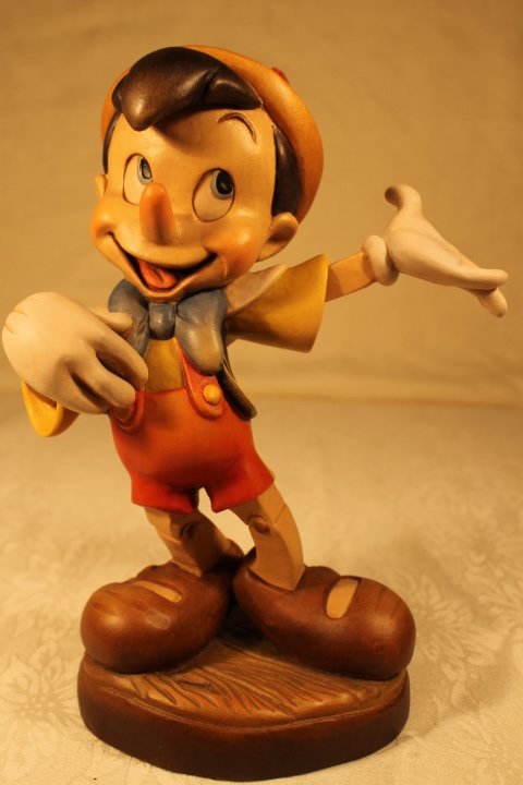 Anri Signed Ulrich Bernardi Pinocchio 230/250: A signed Ulrich Bernardi Pinocchio wood sculpture, 9" tall #230/250