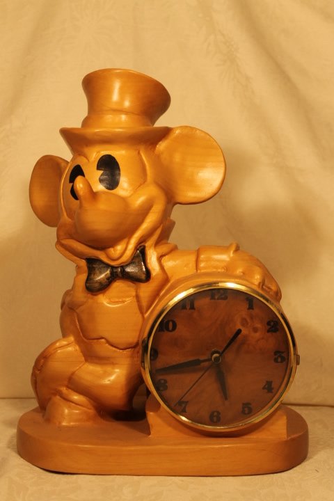Mickey Mouse Carved Wood Figure with Clock (1 of 7)