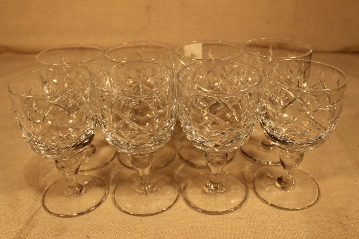 8 Thomas Webb Stemware Pcs: Lot of 8 signed Thomas Webb 4 1/2" tall stemware pcs