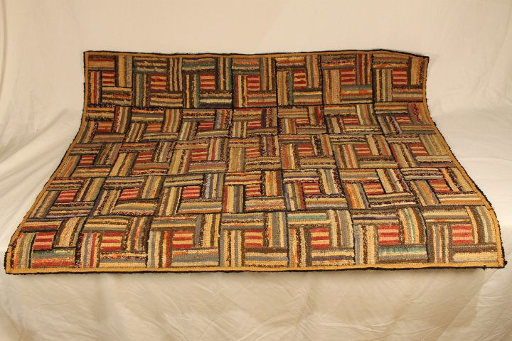 Log Cabin Design Hooked Rug (1 of 2)