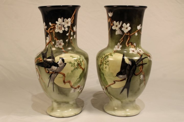 Pr. of Victorian Hd Ptd Glass Vases (1 of 6)