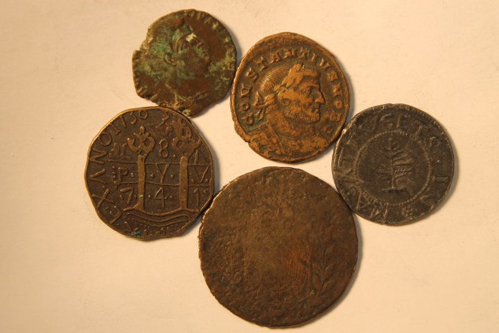 5 Misc Coins, Tokens Of Unknown Origin (1 of 2)