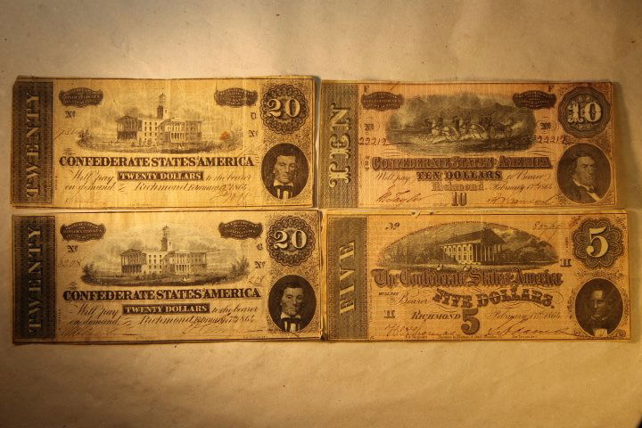 4 Confederate Bank Notes (1 of 6)