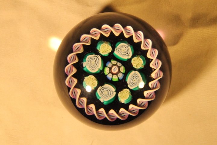 Paperweight, PCA 2001: Milifiore, and candy kane swirl, signed and dated
