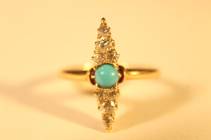 14 kt Gold, Diamond &Turquoise Ring (1 of 5)