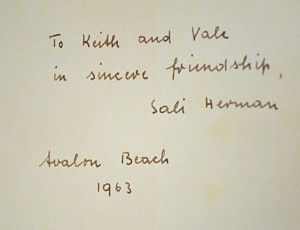 Australian Art Monographs. Sali Herman. SIGNED by: Australian Art Monographs - Sali Herman THOMAS Daniel Melbourne Georgian House 1962 Hardcover with dustwrapper, 8vo. size Black and white and colour illustrations. Signed and dated by artist.