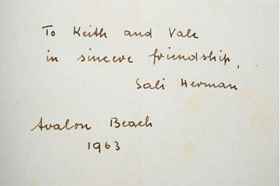 Australian Art Monographs. Sali Herman. SIGNED: THOMAS Melbourne Georgian House 1962 Octavo size hardcover with dustwrapper Black and white and colour illustrations Signed and dated by artist
