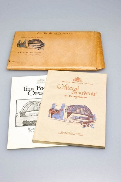 Sydney Harbour Bridge Souvenir and Programme and s: Sydney Alfred James Kent, Government Printer 1932. First Edition Two paperbacks Illustrated with illustrations and photographs At the time of publication The Sydney Harbour Bridge was the largest arch